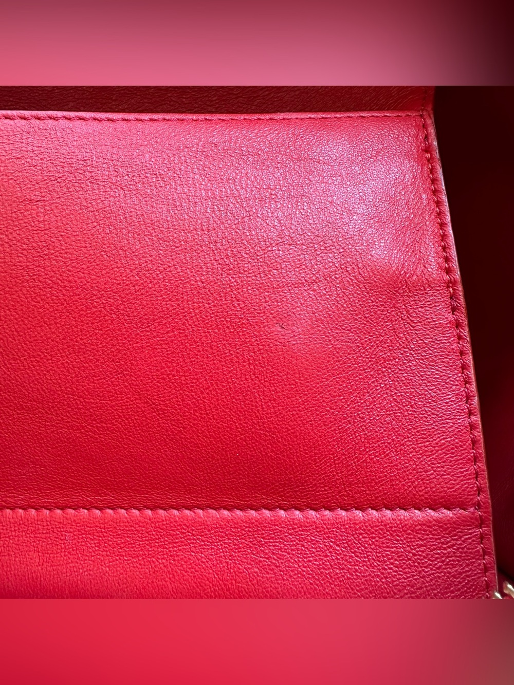 CELINE Red Grained Leather And Suede Medium Trapeze Bag - Picture 11 of 16